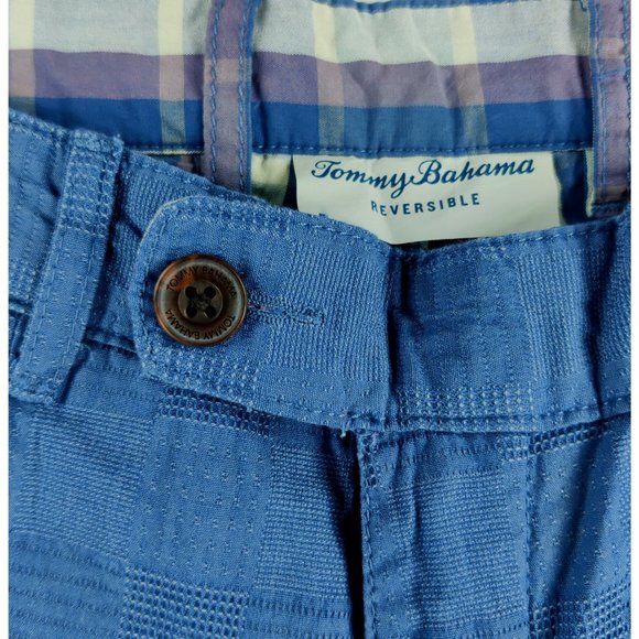 NWT $115 Tommy Bahama Blue Plaid 'Ikat or Not' Reversible 10" Shorts - Picture 4 of 11